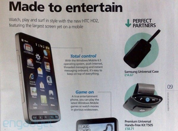 HTC HD2 en catalogo de O2 UK