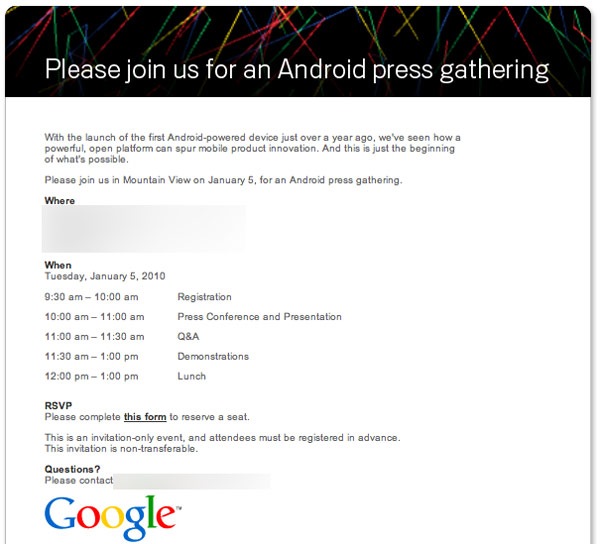 Google evento de prensa Android para el 5 de enero