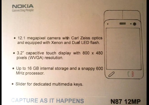 Nokia N87 con 12 MP y pantalla touch