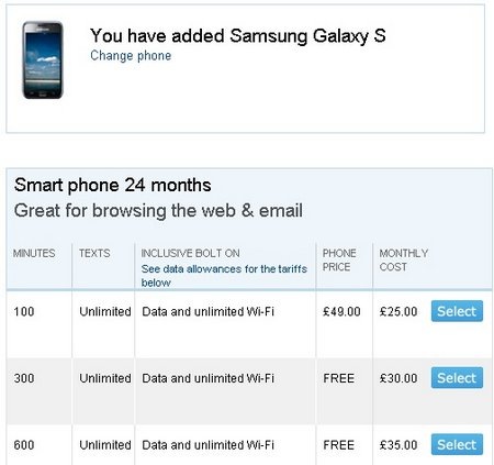 Samsung Galaxy S i9000 O2 UK