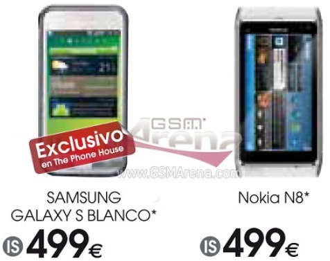 Samsung Galaxy S-blanco Nokia N8 españa