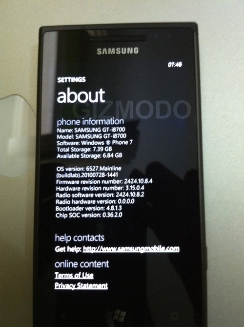 samsung GT i8700 windows Phone 7