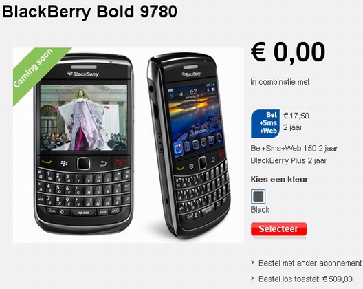 BlackBerry Bold 9780 Vodafone