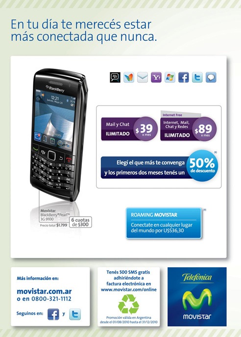 Movistar BlackBerry Pearl 3G 9100