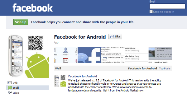 Facebook para Android v1.5.2