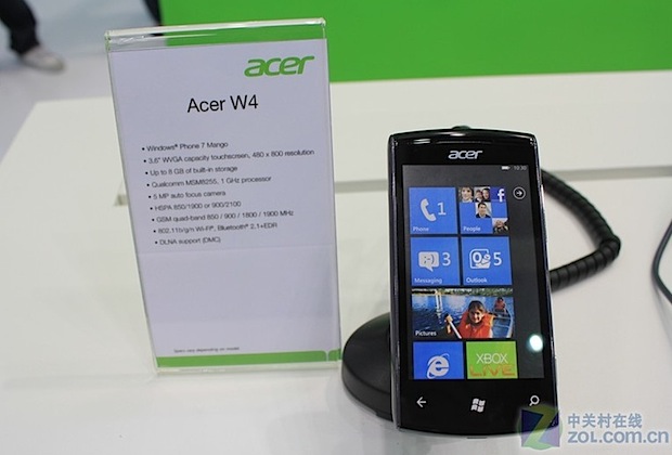 acer w4 Windows Phone Mango