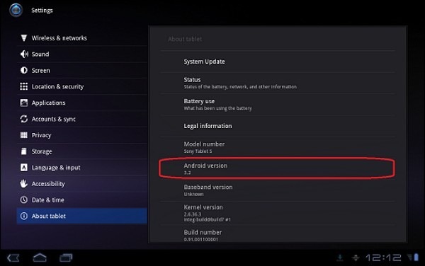 sony tablet android 3.2