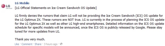 LG Android Ice Cream Sandwich Optimus 2X