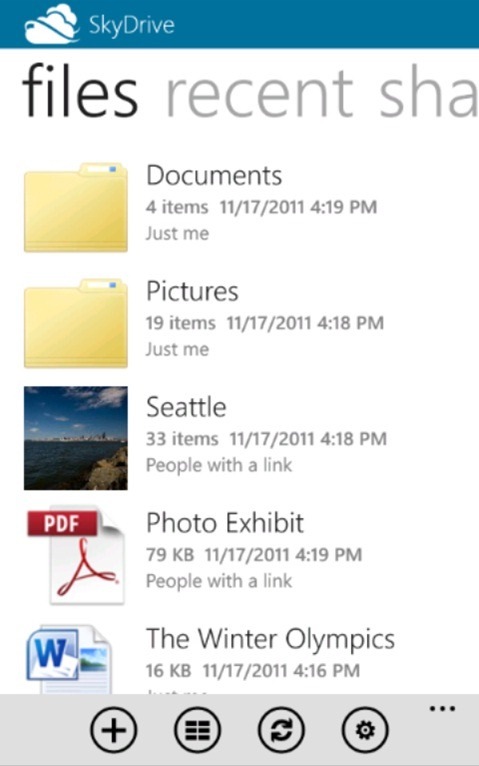 SkyDrive para iPhone y Windows Phone