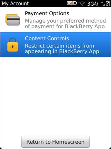 blackberry app world 3.1 restricciones