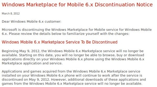 Windows Mobile 6.x Market