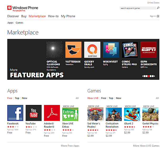 marketplace Windows Phone 100.000 apps