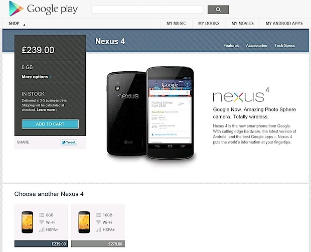 Nexus 4 google play