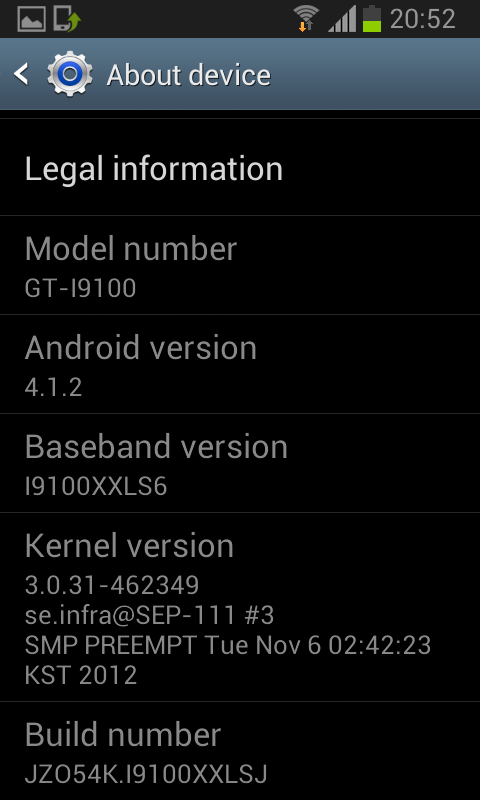 Galaxy S II Android 4.1.2