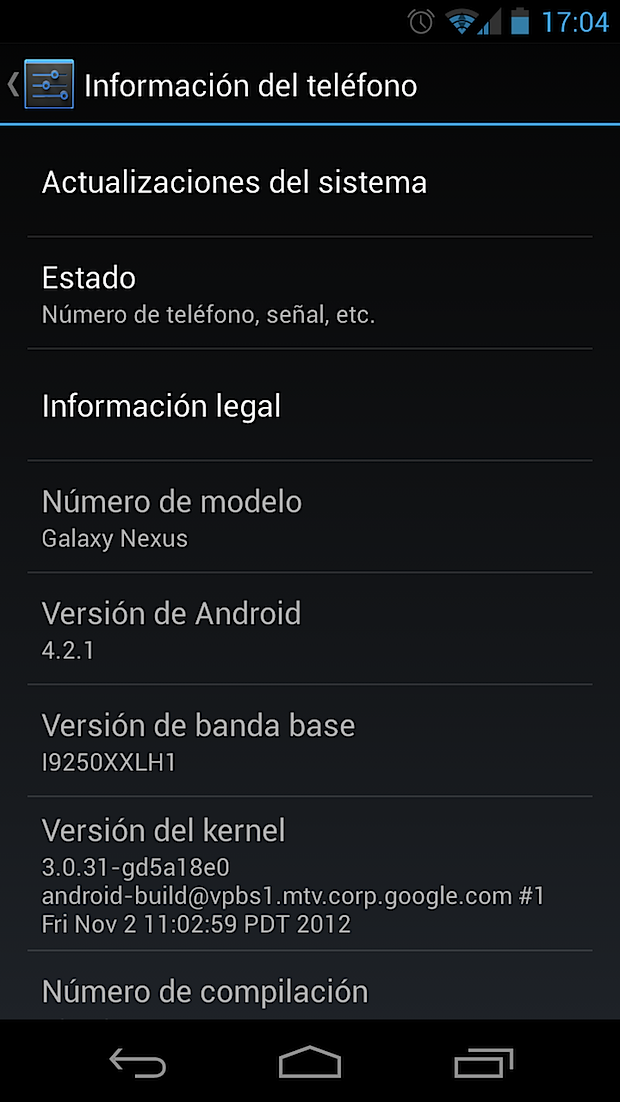Galaxy Nexus Android 4.2.1