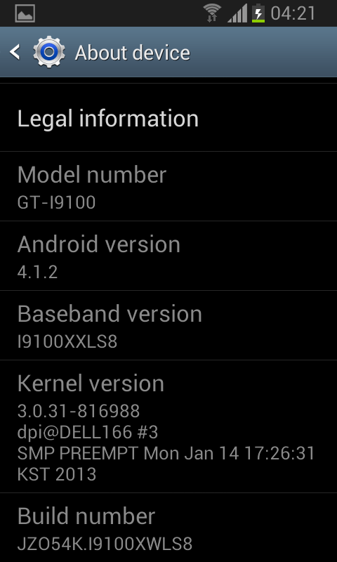 Android 4.1.2 Galaxy S2