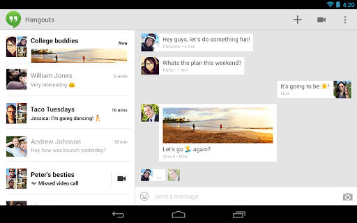 Google Hangouts tablet