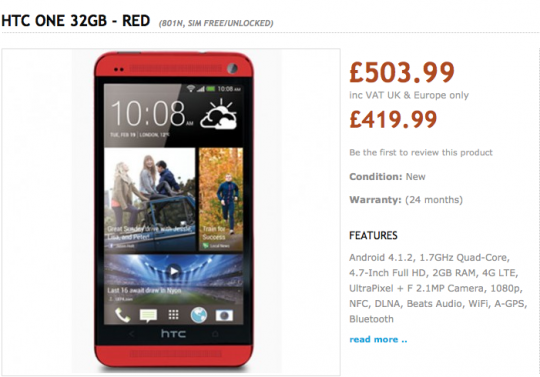 HTC One color rojo