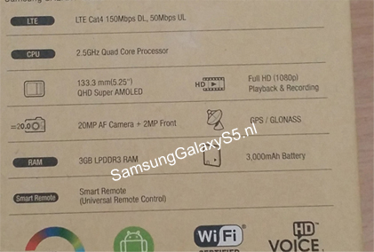 Samsung Galaxy S5 packaging