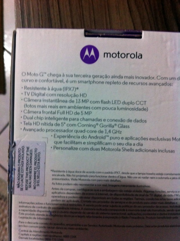 Moto G 2015 box