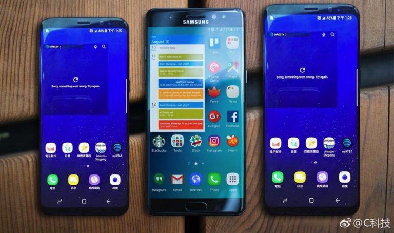 Samsung Galaxy S8 y Galaxy S8+ posan junto al Galaxy Note 7 en foto familiar