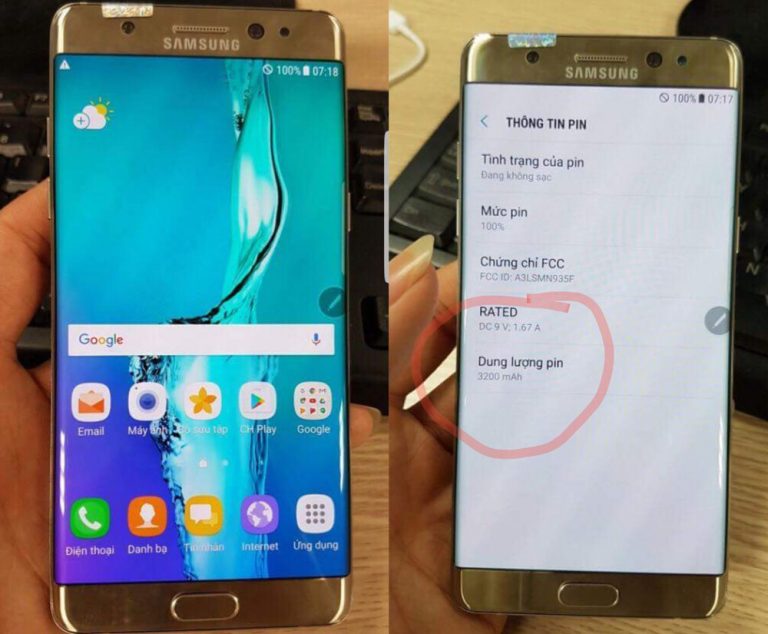Samsung Galaxy Note 7 reacondicionado con batería de 3200 mAh aparece en fotos