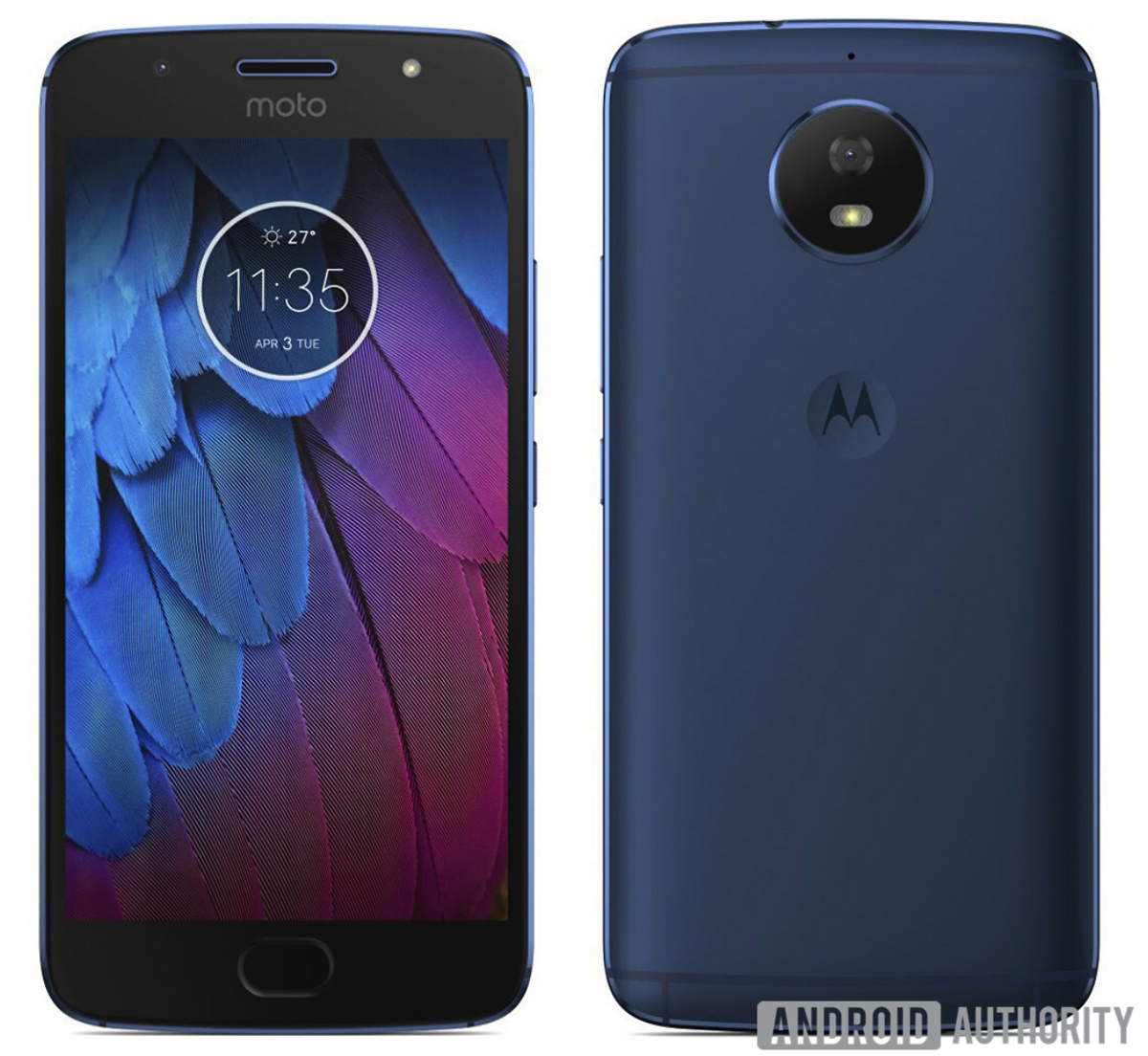 Render de prensa del Motorola Moto G5S azul oscuro mate.