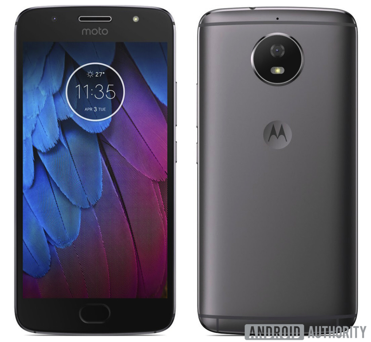 Render de prensa del Motorola Moto G5S gris oscuro. 
