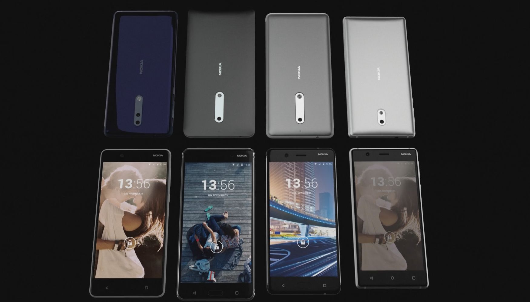 Captura del video de GCL con los 4 smartphones de Nokia.