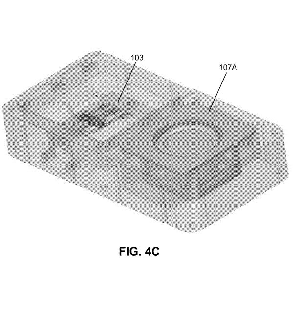 Patente que muestra una suerte de display y un speaker del dispositivo modular de Facebook.