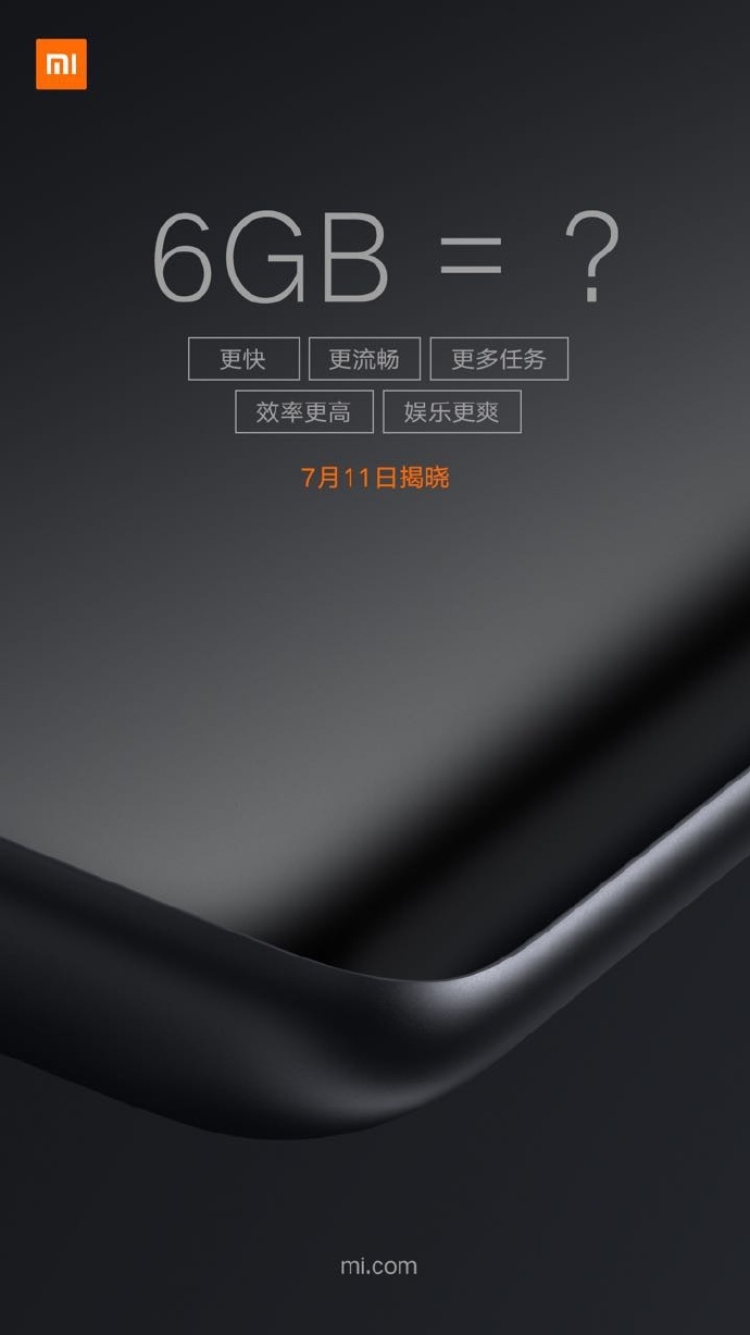 Publicidad de Xiaomi para el lanzamiento de un smartphone con 6GB de RAM. 