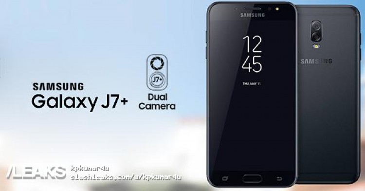 Render del Samsung Galaxy J7+ negro filtrado por Slashleaks. 