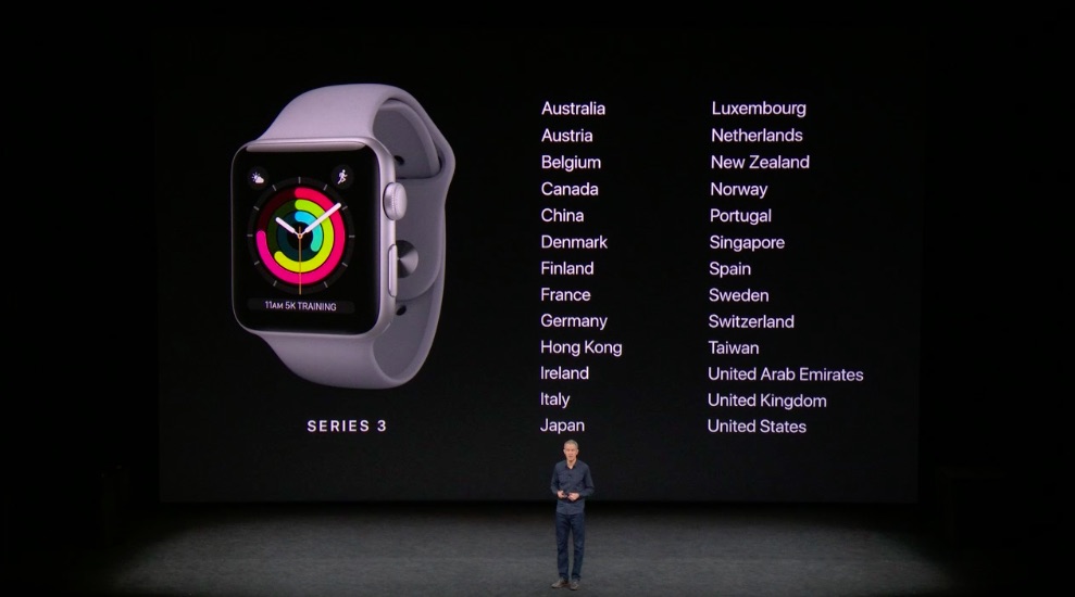 Países en que estarán disponibles los nuevos Apple Watch. 