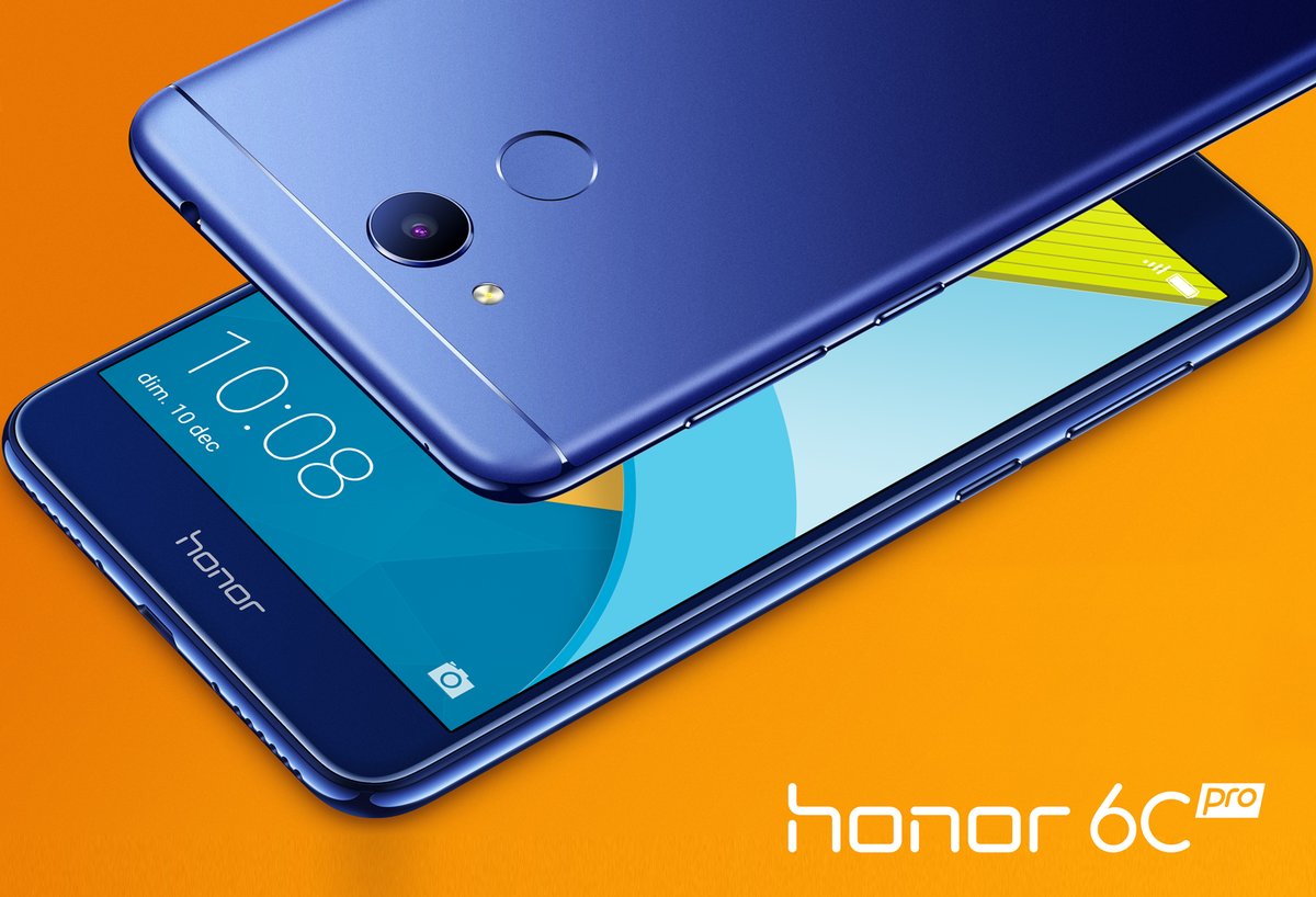 Render oficial mostrando parte del frente y parte del dorso del Huawei Honor 6C Pro.