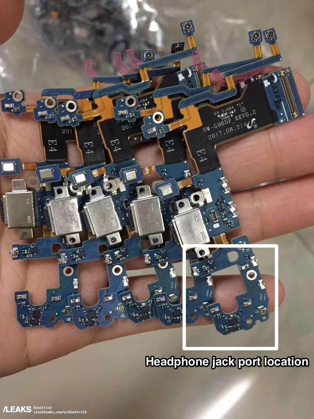 Fotografía filtrada del panel de circuitos del Samsung Galaxy S9+. 