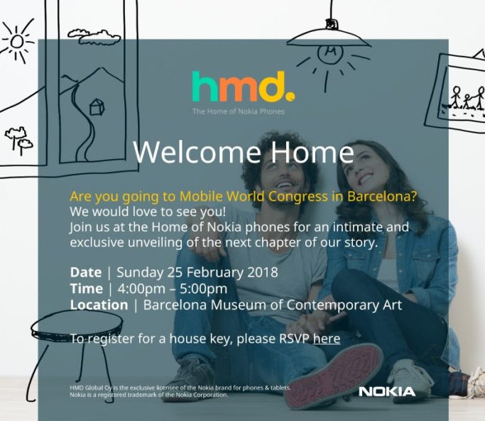Invitacion de evento Nokia en MWC 2018