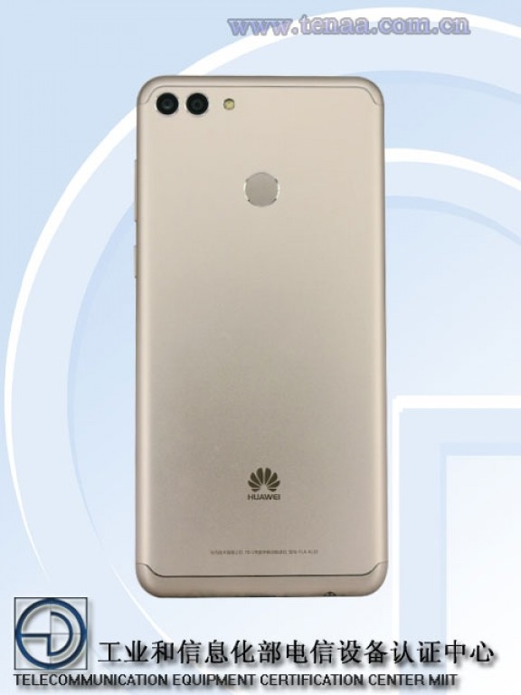 Render oficial del dorso del Huawei "FLA-AL00", posible "Nova 3", color dorado.
