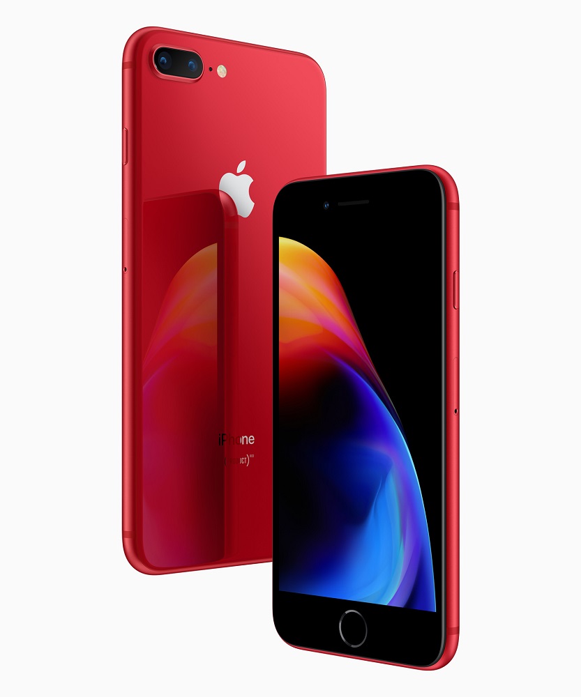 Render oficial del frente y dorso del iPhone 8 Plus (PRODUCT)RED Special Edition.