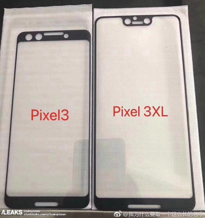 Fotografía filtrada en Weibo de la carcasa delantera del Google Pxiel 3 y Pixel 3 XL.