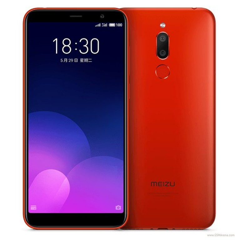 Render oficial del frente y dorso del Meizu M6T color rojo. 