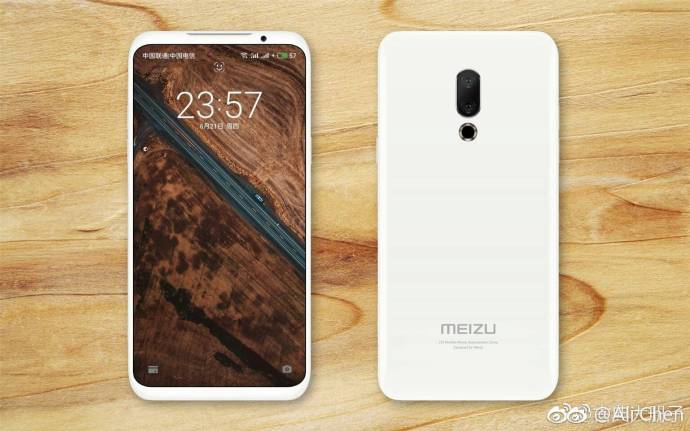 Imagen filtrada del supuesto frente y dorso del Meizu 16 color blanco. 
