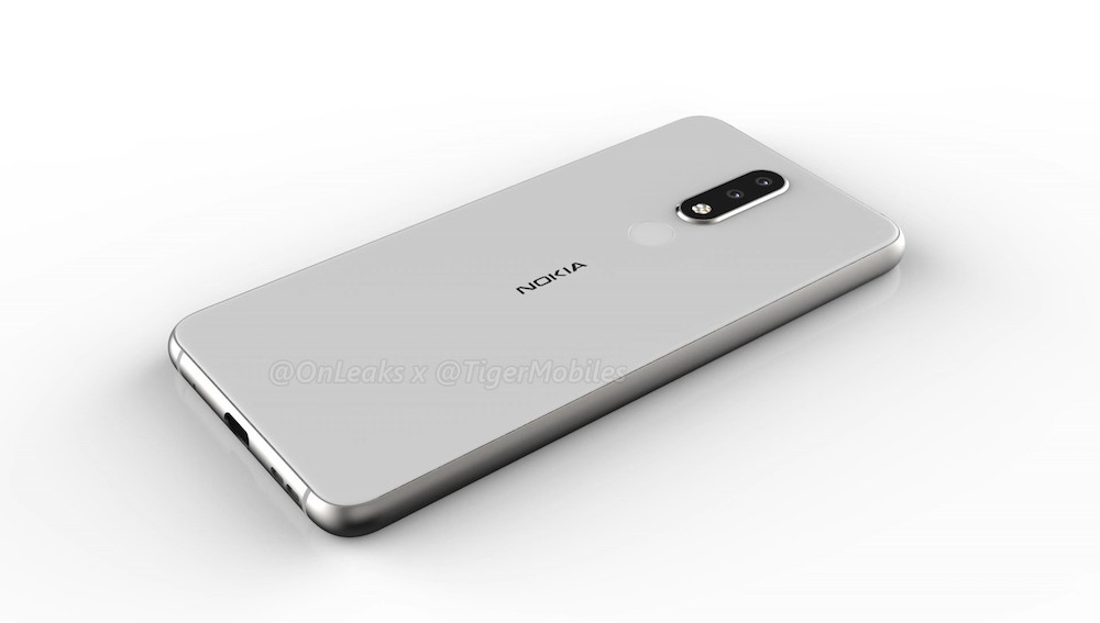 Render del Nokia 5.1 Plus mostrando su camara dual