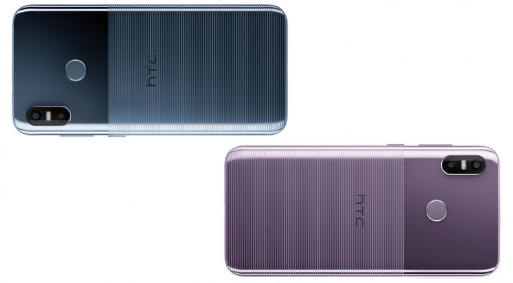 Render del dorso del HTC U12 Life en colores "Moonlight Blue" y "Twilight Purple". 