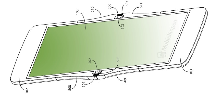Render de la patente del supuesto Motorola RAZR con display flexible. 
