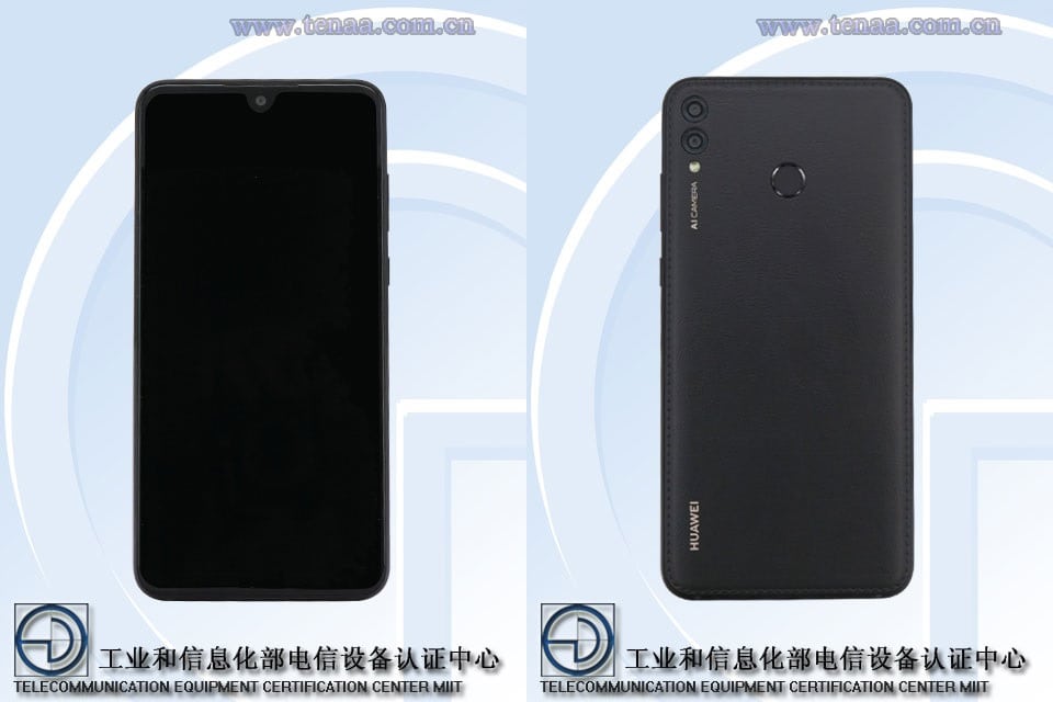 Render del frente y dorso del Huawei ARS-AL00 certificado por TENAA.