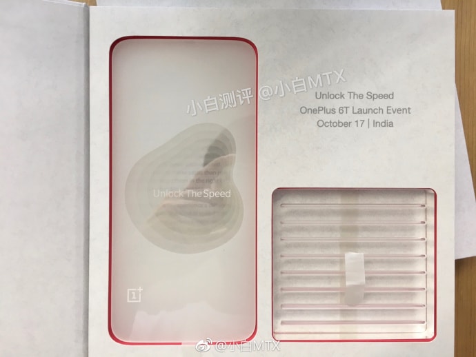 Invitación filtrada del OnePlus 6T que sitúa su presentación el 17 de octubre. 