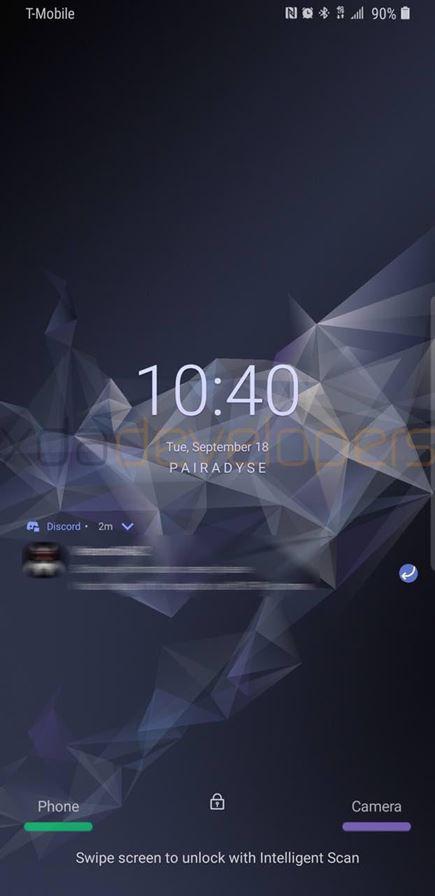Imagen filtrada de la nueva pantalla de bloqueo del Galaxy S9+ corriendo Android Pie.