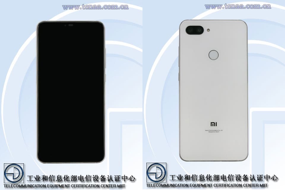 Render frontal y dorsal del Xiaomi Mi 8 Youth publicados por TENAA. 