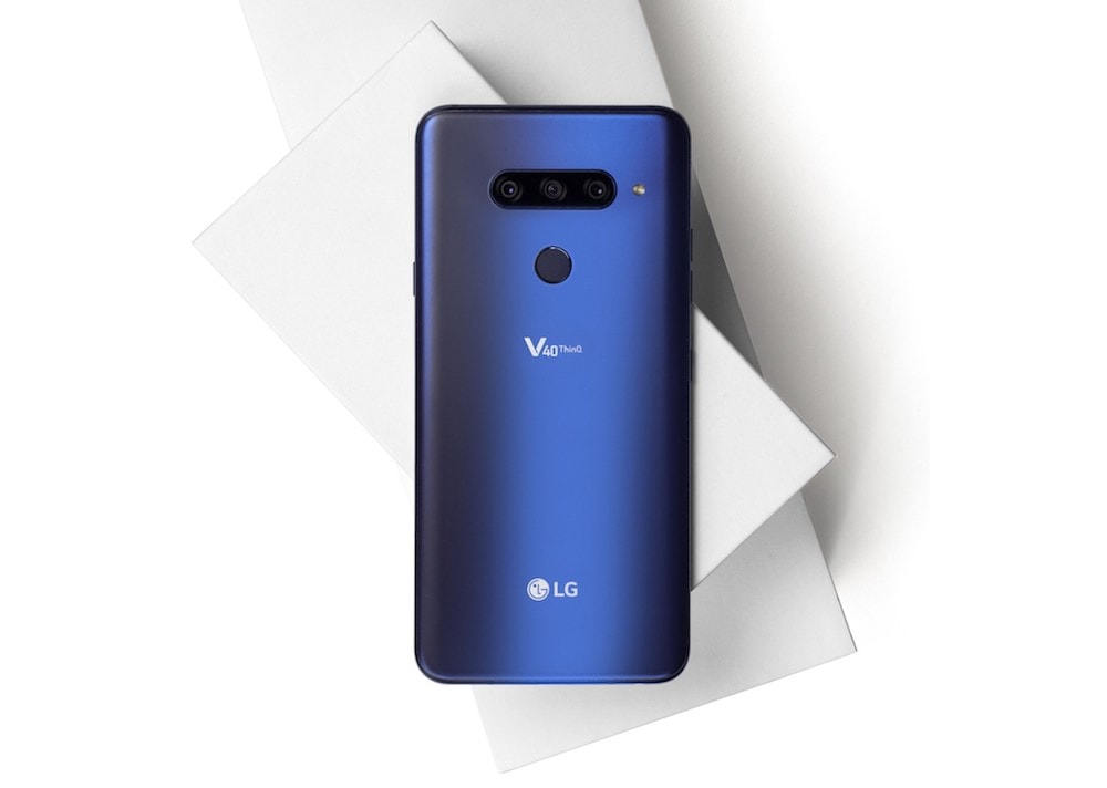 Render oficial del LG V40 ThinQ color "Morrocan Blue". 