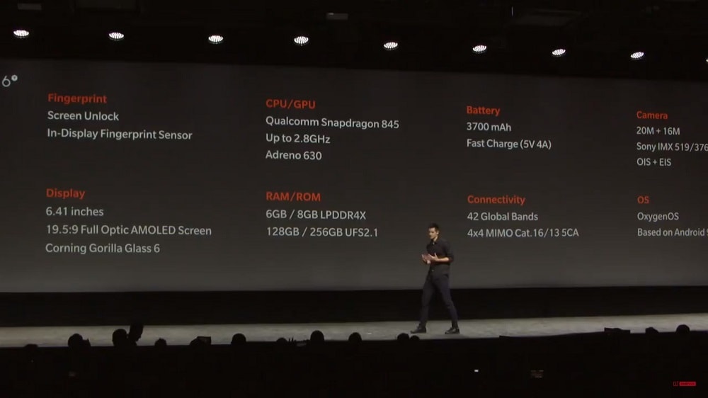 OnePlus anuncia el OnePlus 6T con estas especificaciones técnicas.